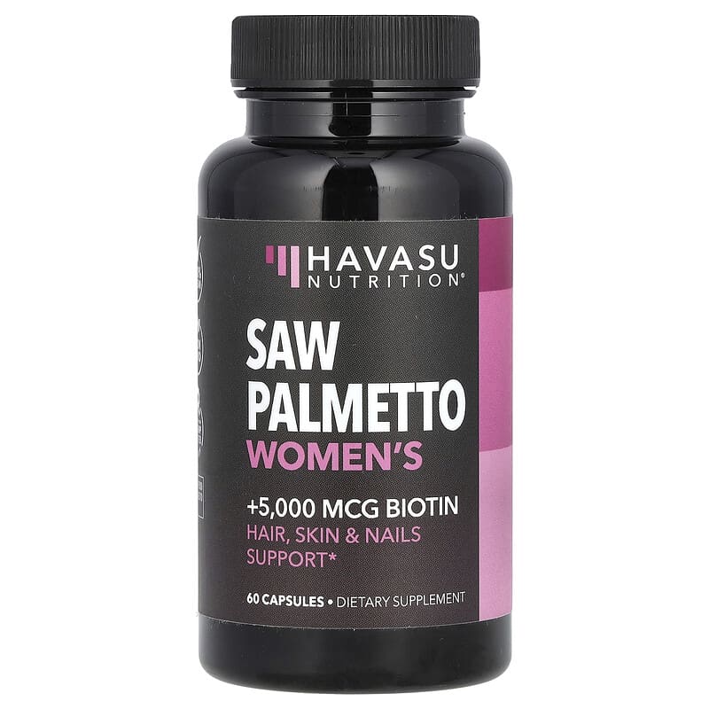 58 Saw Palmetto Women's +Biotin 5000mcg 60capsules - Image 1