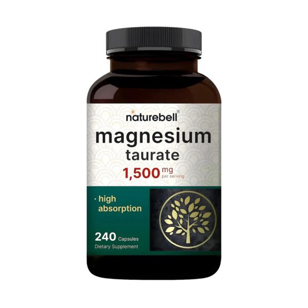 NatureBell Magnesium Malate 1,500mg, 240 Capsules | Chelated for High Absorption | Energy & Nervous System Support | Non-GMO, Gluten-Free