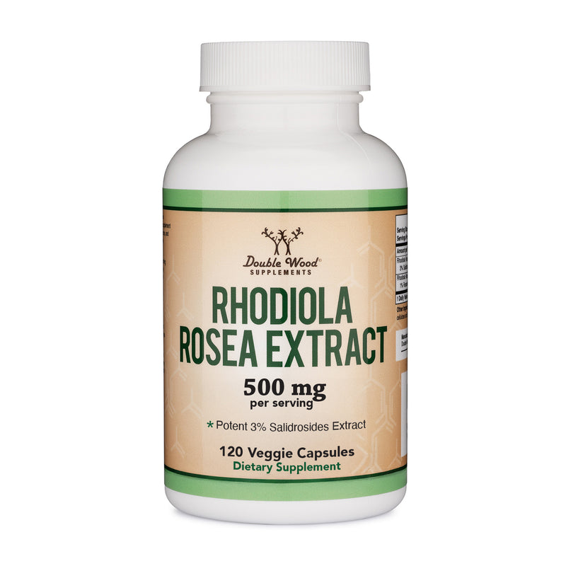 Rhodiola_Front_Bottle Rhodiola Rosea Extract 500mg 120capsules - Image 1